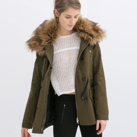 zara faux fur lined winter parka - Picture 2 of 14